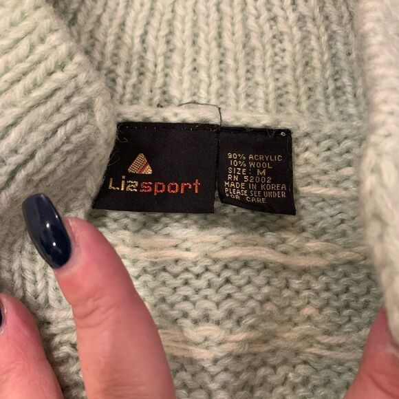 Vintage Liz Claiborne 1980’s Acrylic/ Wool Shoulder Pad Button Neck Swea… - Picture 5 of 6